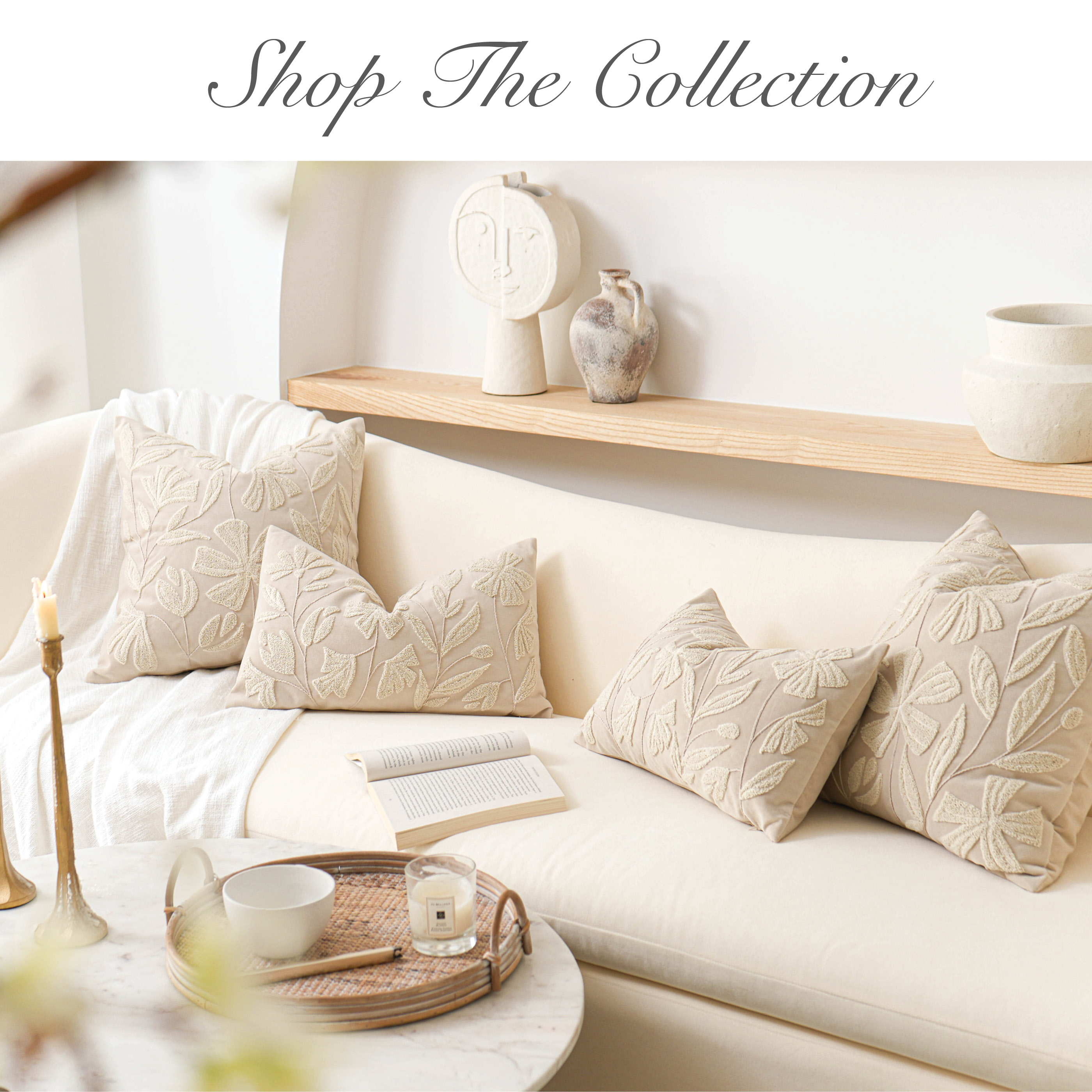 BlissBlush Light Beige Velvet Decorative Long Lumbar Pillow Cover 14x36, Neutral Floral Soft Body Pillow for Bed, Accent Lumbar Throw Pillow for Bedroom, Modern Farmhouse Textured Pillowcase
