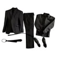thumbnail image 1 of Conjunto de traje para figuras de acción masculinas a escala 1/6, ropa, modelo, camisa, pantalones, abrigo, ropa para muñecas. Camisa negra, 1 of 9
