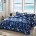 thumbnail image 3 of Coastal Quilt Set Full/Queen Size - Lightweight Microfiber Reversible Bedspread, 90''x98'', Navy, Includes 2 Shams, 3 of 7
