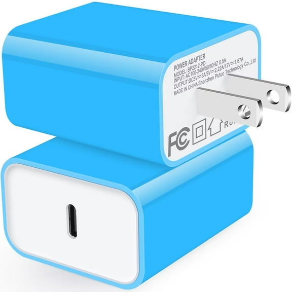 USB C Block,USB C Wall Charger Block,2PACK AILKIN PD 20W Type C Block Charger Fast Charging Charger Plug Power Adapter USB C Brick Cube For Android Fast Charger Block,Blue