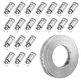 thumbnail image 2 of Abrazaderas de Manguera Correa de Metal de 20 Pies + 20 Sujetadores Abrazaderas de Banda de Acero Inoxidable Cortadas A Medida DIY Gusano Grande Ajustable, 2 of 5