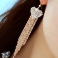 thumbnail image 3 of Naierhg Linear Earrings Love Heart Shape Rhinestone Inlaid Women Long Tassels Dangle Hook Earrings Jewelry for Party, 3 of 8