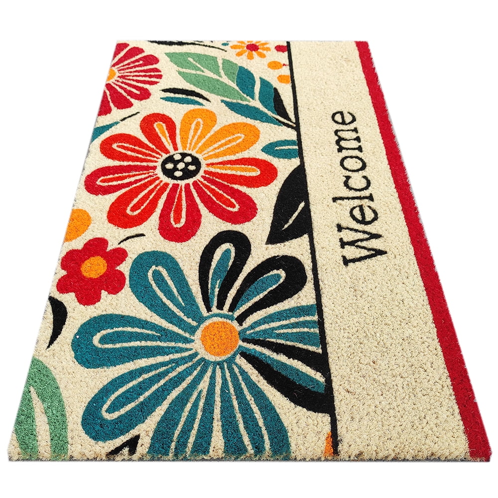 First Concept Inc Indoor Outdoor Welcome PVC Backed Coir Mat Bleach Printed Doormat