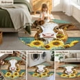 thumbnail image 6 of Round Rugs 7 Ft, Farmhouse Cow Non Slip Area Rugs for Kitchen Bedroom Entryway, Vintage Country Sunflower Teal Brown Wooden Washable Carpet Runner Rug Floor Mats for Bedroom Home Decor, 6 of 9