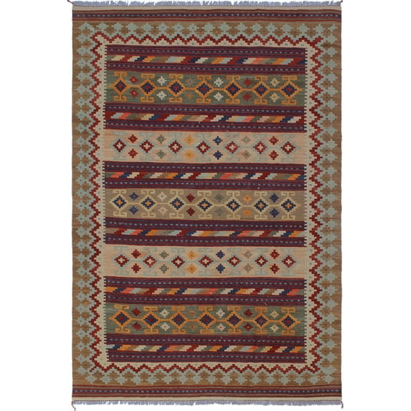 Sangat Chasen Brown/Beige Rug, 6'11" x 10'2"