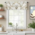 thumbnail image 3 of Rod Pocket Window Valances Abstract Marble Gold Stripe Art Short Kitchen Curtains Watercolor Natural White Stone Window Treatment Drapes for Bedroom Bathroom Living Room 56x16In,1 Panel, 3 of 9