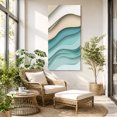 thumbnail image 6 of Canvas Wall Art, Teal Brown Ombre Framed Canvas Prints for Bedroom Dining Room, Modern Abstract Moire Art Geometric Oversized Gallery Wrapped Wall Decor for Home Office, Gifts, 20"x40" Ship Next Day, 6 of 9