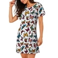 thumbnail image 2 of Pofeuu Cute Butterfly Print Women's Loose Fit Short Sleeve Nightgown, Comfortable Sleep Dress for Women, Casual Lounge Sleepwear, Soft Cotton Sleep Dress, 2 of 6