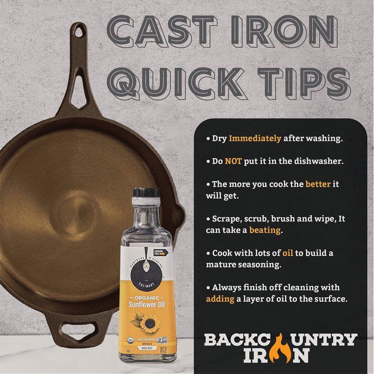 Backcountry Iron 10-1/4 Inch Round Medium Pre-Seasoned Cast Iron Skillet 