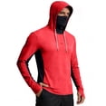 thumbnail image 2 of Inglocry Men's UPF 50+ Hooded Fishing Shirts Quick Dry Long Sleeve Sun Protection Hoodie, Hiking Running Swimming Rash Guard with Mask 2026 Watermelon Red L, 2 of 4