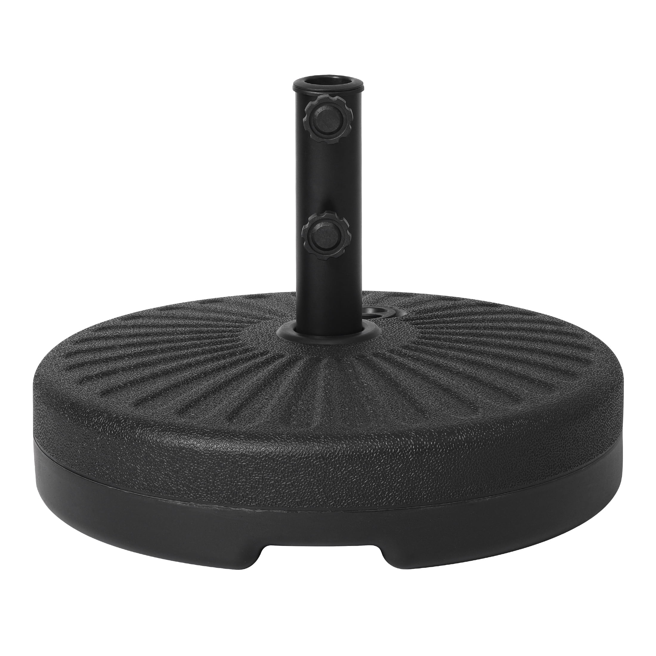 WestinTrends Fillable 20″ Round Patio Umbrella Base, Outdoor Weighted Stand with Adjustable Knob, Water or Sand, Black