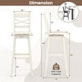 thumbnail image 3 of Costway 2 PCS 30" Bar Height Stool Rubber Wood Swivel Bar Stool with Inclined Backrest Cream, 3 of 8