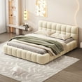 thumbnail image 1 of Lit Plateforme Grand Rembourré Beige - Mobilier de Chambre Moderne, 1 of 8