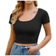 thumbnail image 1 of Crop top de manga corta para mujer - Camiseta ajustada de cuello redondo para uso informal/playa (S-XL), 1 of 5