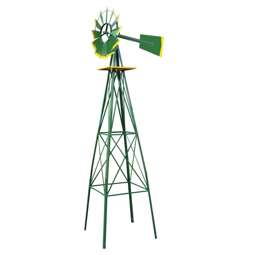 UBRTools 8FT Green Metal Windmill Yard Garden Decoration Weather Rust Resistant Wind Mill by UBRTools
