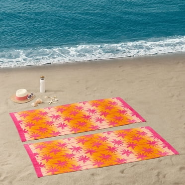 Mainstays Beach Collection Pink Palm Cotton-Blend Beach Towels (2 Count)