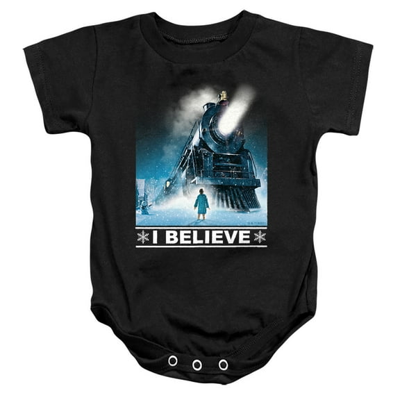 The Polar Express I Believe Unisex Infant Snap Suit for Baby, Black, Large