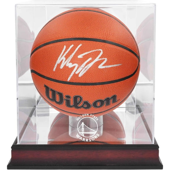 Klay Thompson Golden State Warriors Autographed Wilson Replica Basketball with Mahogany Team Logo Display Case - Fanatics Authentic Certified