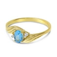 thumbnail image 3 of 10k Yellow Gold Oval Blue Topaz And Diamond Ring, 3 of 8