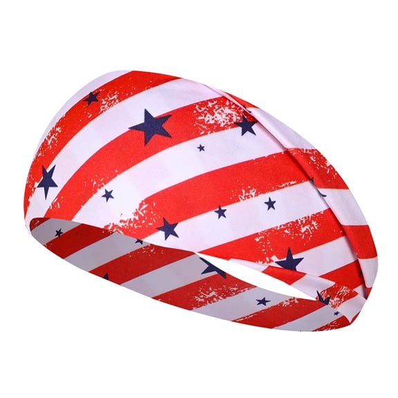 Fourth of July Only Moment Under $5 Nylon,Spandex Wide Turban Knotted Head Band Stars Bandana Independence Day Hair Accessories for Women Red,One Size