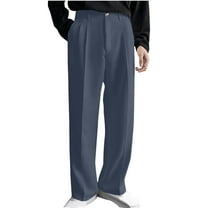YLSDY Men Draped Straight Pants Business Korean Loose Casual Solid Color Wide-Leg Trousers Blazer Suit Pants Gray XL