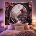 thumbnail image 2 of Moon Gate with Pagodas and Cherry Blossoms, Mystical Dreamy Japanese Inspired for Nature Lovers, Asian Landscape Wall Art, Housewarming Gift Tapestry Wall Hanging for Living Room and Bedroom, 2 of 7