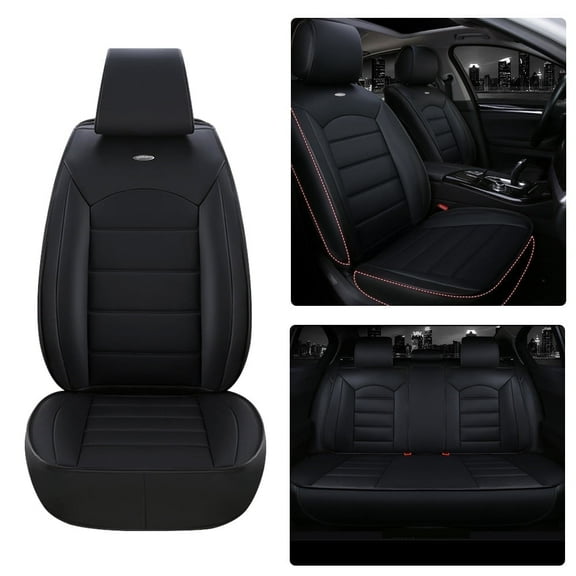 Maidao Car Seat Covers Leather for Kia for Cadenza 2010-Present 5 Seats Water Resistant Front Rear Cushion Protector Black
