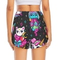 thumbnail image 3 of Picia Cat Icecream Pattern Women's 2 in 1 Athletic Running Shorts High Waisted Workout Casual Gym Sweat Shorts with Comfy Liner Zipper Pockets-Medium, 3 of 9