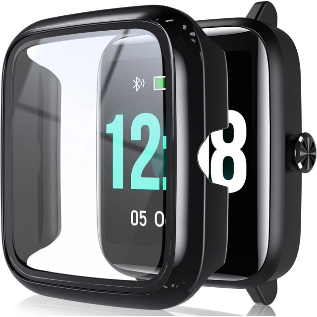 HSHDLDF Screen Protector for Fitpolo ID205L, Ultra Thin Full Coverage HD Hard PC Anti-Scratch Protective Case Shockproof Bumper Cover for Fitpolo ID205L ID205G VeryFitPro 1.3" Smart Watch Black