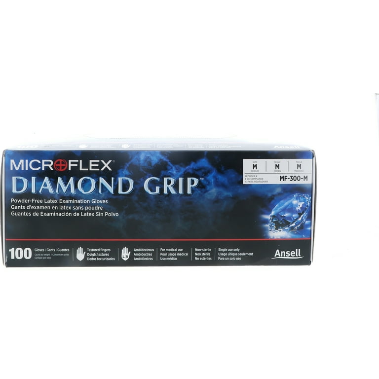 Microflex 748-MF-300-M Diamond Grip Pf Latex Examination Glove