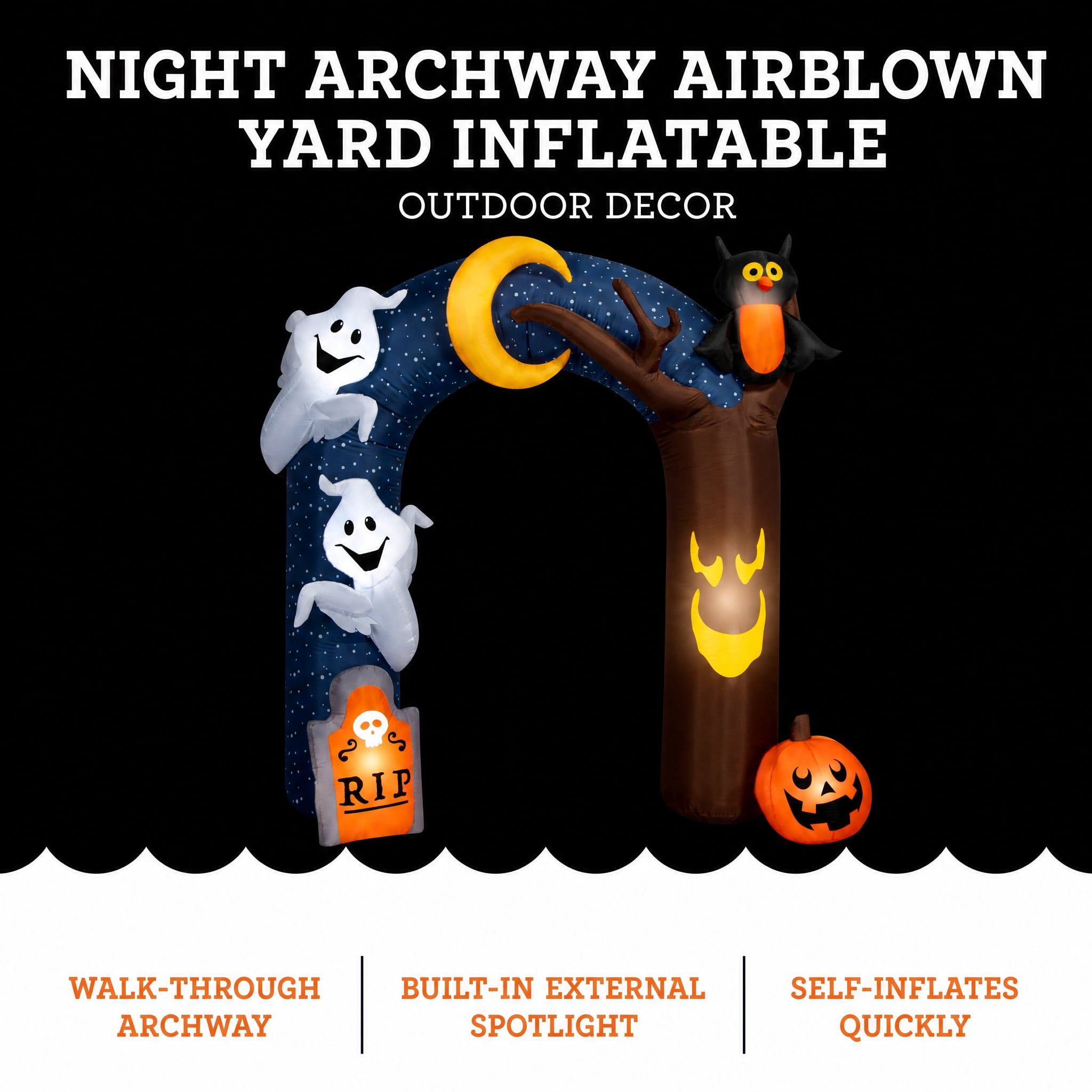 Halloween Night Archway Airblown Yard Inflatable, Multicolor, 7.5', Halloween by Way To Celebrate