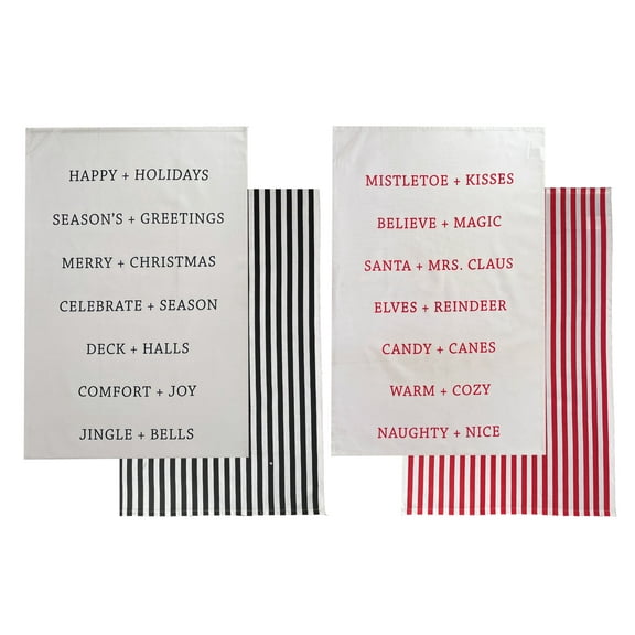 Christmas Kitchen Towels Set Extra Large Holiday Dish Towels with Sayings Xmas Flour Sack Towels for Kitchen Cotton Dish Drying Hand Drying 20”x30”