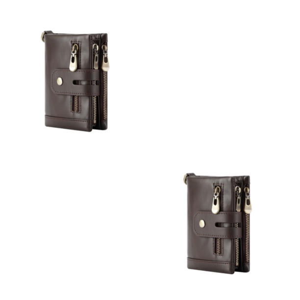 Qarigey Cartera para hombre, monedero, tarjetero Vintage, bolsillo pequeño, Mini moda, diseño doble, cuero de vaca, multifuncional para Type1 NO1