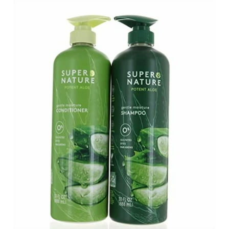 Super Nature Potent Aloe Gentle Moisture Shampoo and Conditioner Sulfates Free, 30 Fl Oz