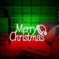 thumbnail image 1 of Luces LED de Feliz Navidad, letrero de neón, sombrero de Papá Noel, decoración navideña para habitación, arte de pared del dormitorio, luz nocturna de Navidad, luz de neón, regalos para niños, 1 of 4