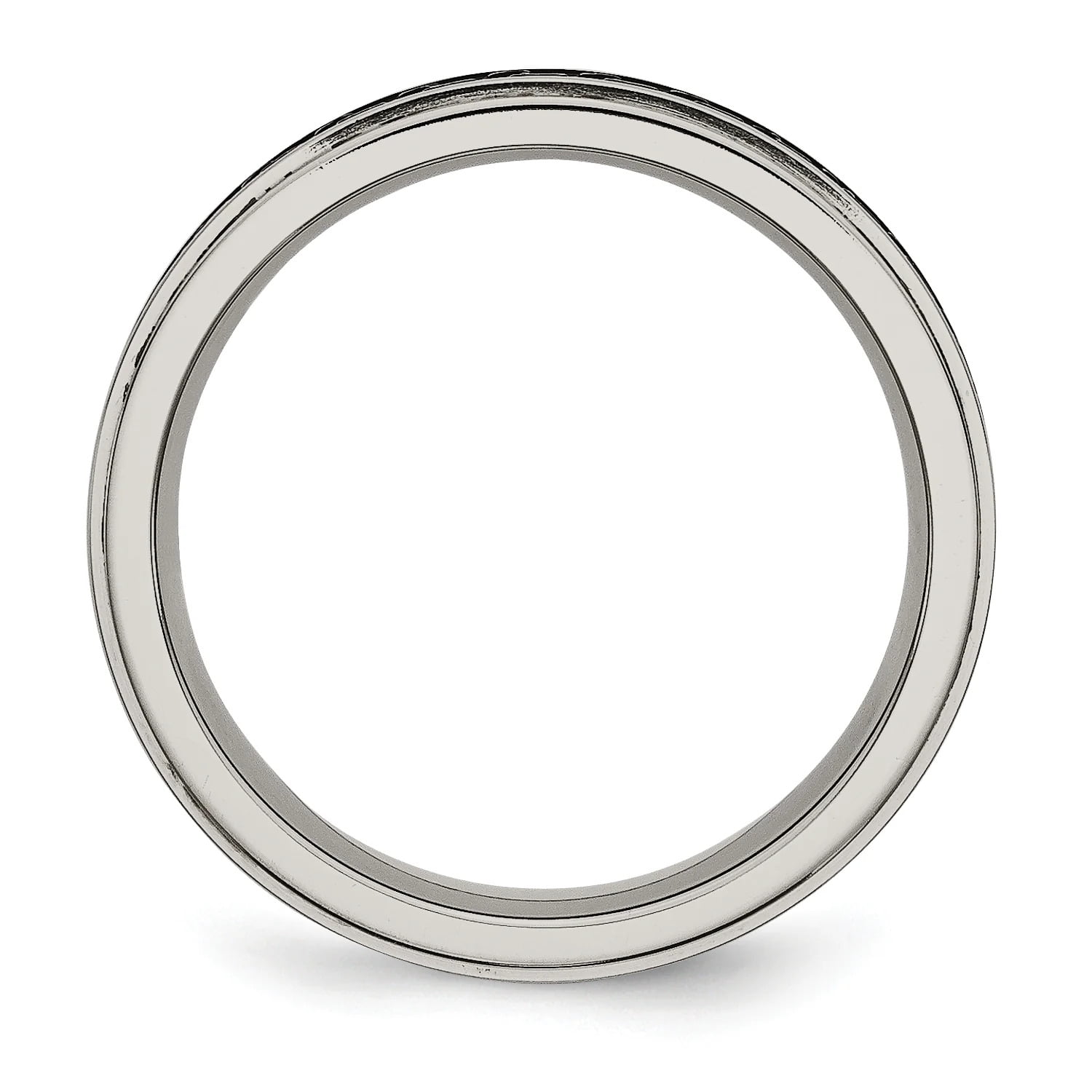Titanium Ridged Edge Black Enamel Braid Design 6mm Polished Band