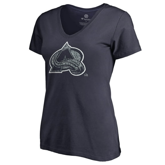 Women's Navy Colorado Avalanche Static Logo V-Neck T-Shirt