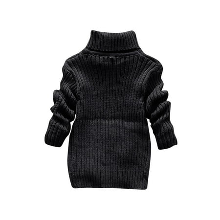 

kpoplk Sweater Toddler Boys Girls Children s Winter Sweater Solid Color Turtleneck Knitted Kids Christmas Sweater Girls(Black)