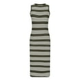 thumbnail image 7 of Busydd Womens Dresses Fashion Knitting Cotton Linen Dresses Breathable Sleeveless Round Neck Maxi Dress Vintage Striped Split Tank Dresses Summer Casual Slim Elegant Long Dress, 7 of 7