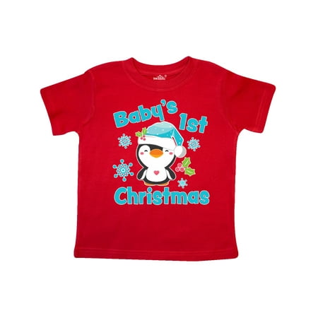 

Inktastic Baby s 1st Christmas with Cute Penguin and Snowflakes Gift Toddler Boy or Toddler Girl T-Shirt