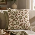 thumbnail image 5 of 2Pcs Vintage Pillow Covers, Green Brown Floral Print Throw Pillows, Antique Flower Pillowcases, Outdoor Accent Decorative Cushion Covers - 18''X18'', 5 of 7