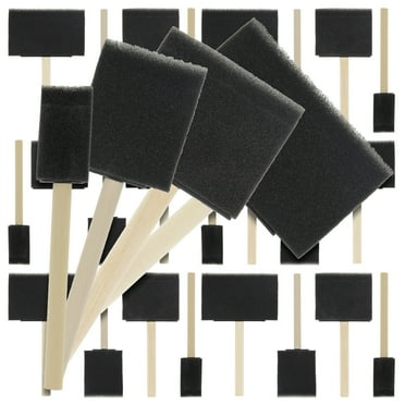 US Art Supply Variety Pack Foam Sponge Wood Handle Paint Brush Set (Value Pack of 20 Brushes) - Lightweight, durable