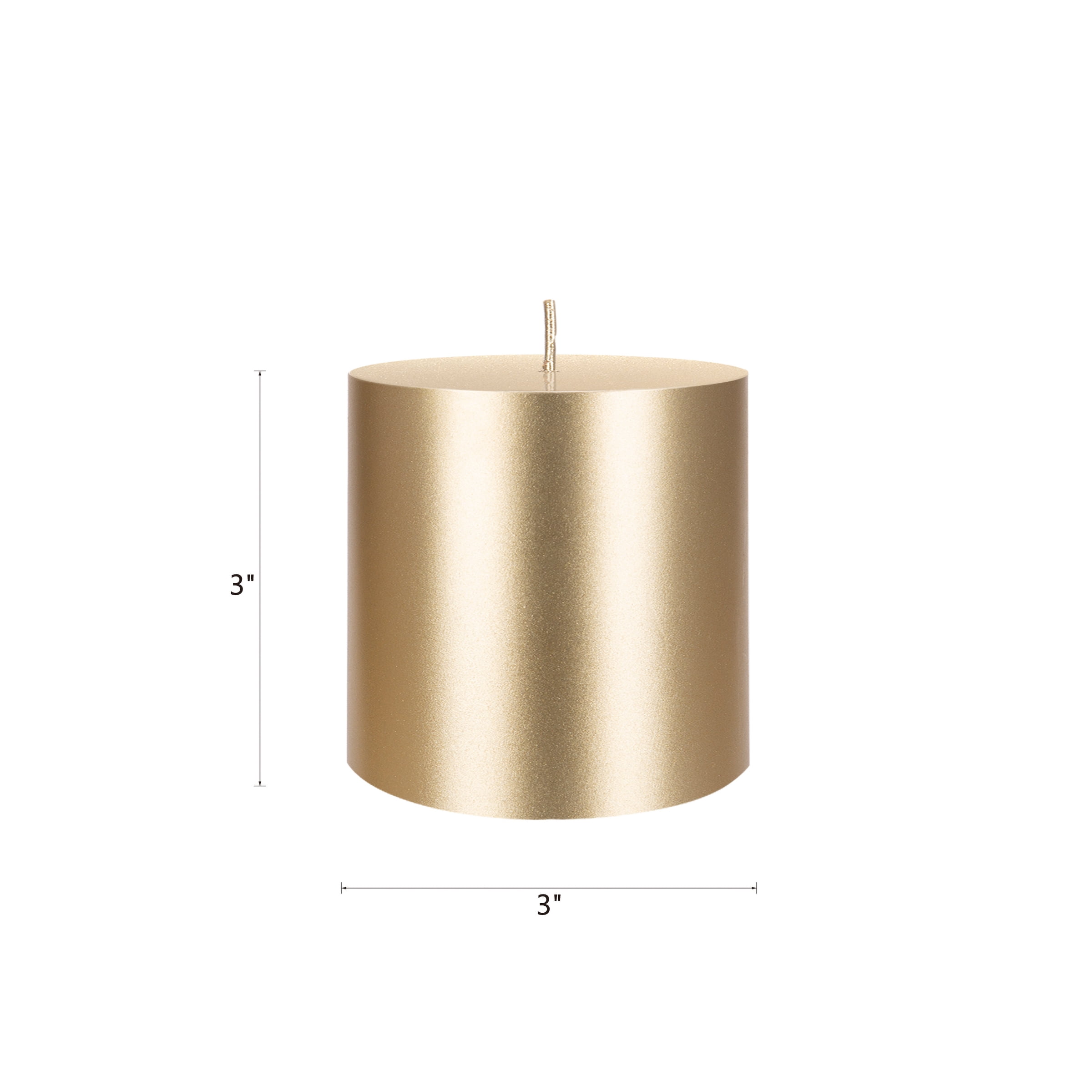 Mega Candles 3 pcs Unscented Gold Round Pillar Candle, Hand Poured Premium Wax Candles 3 Inch x 3 Inch, Home Décor, Wedding Receptions, Baby Showers, Birthdays, Celebrations, Party Favors & More