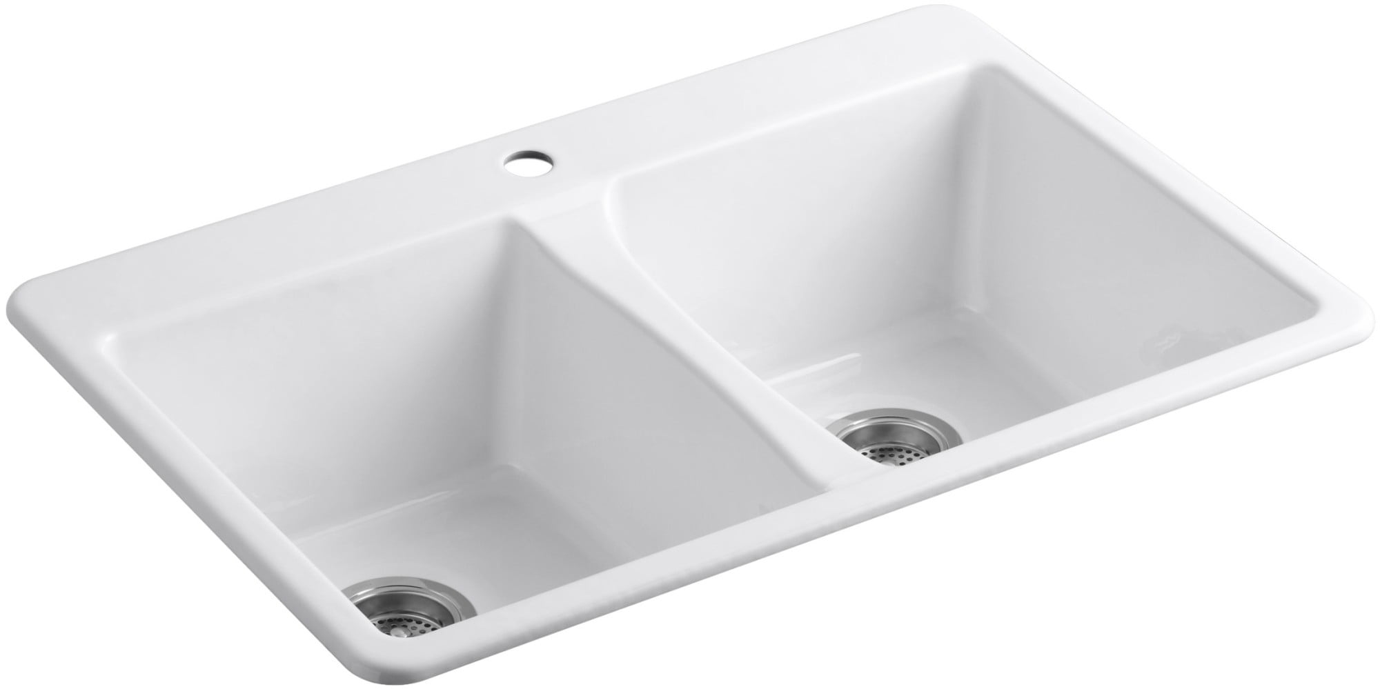 Kohler K 5873 1 Deerfield 33 Double Basin Top Mount Enameled Cast Iron Kitchen Sink Walmart Com Walmart Com