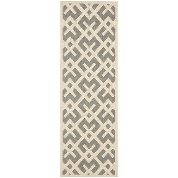 Safavieh Courtyard Alvin Geometric Indoor/Outdoor Runner Rug, Gray/Bone, 2'3" x 10'