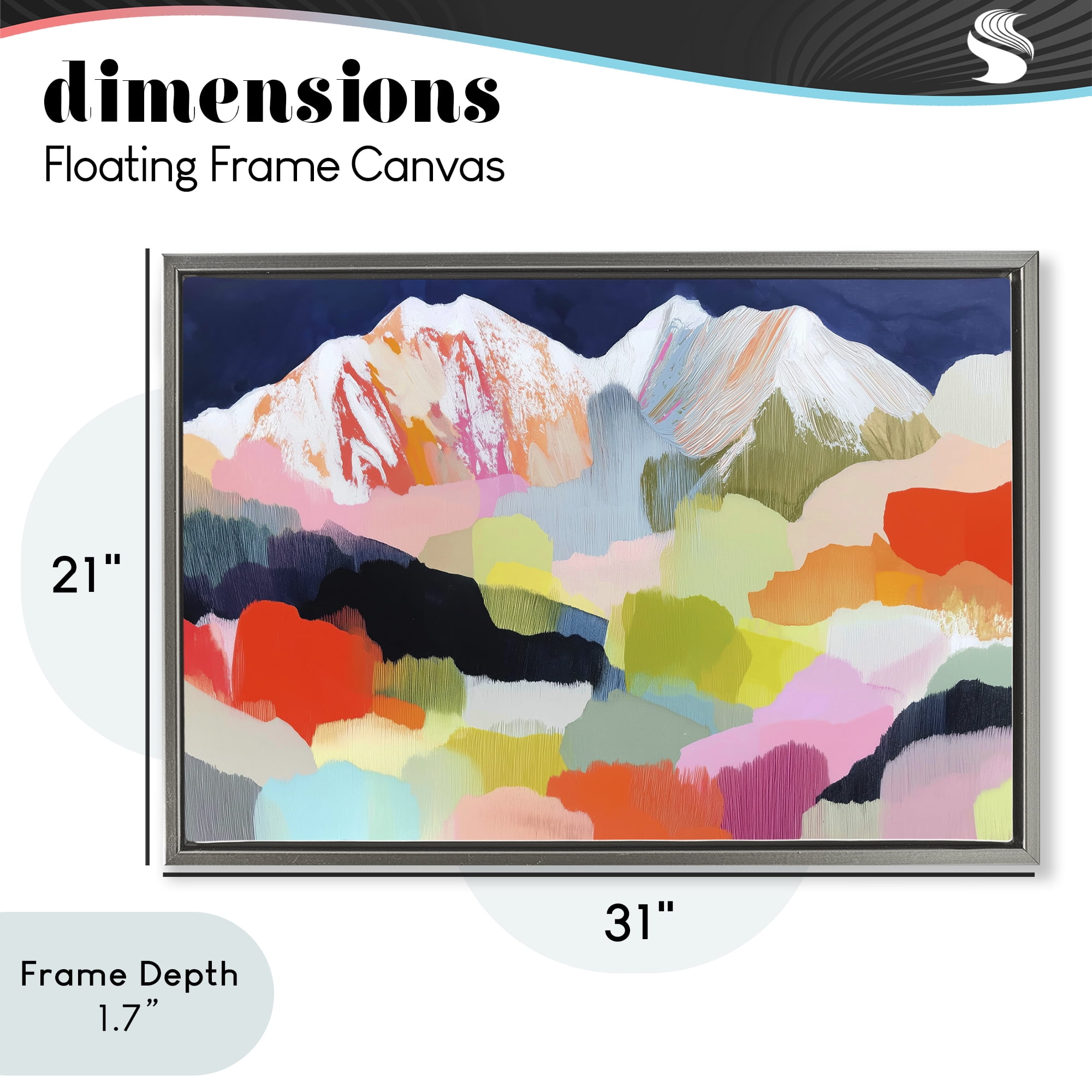 Stupell Industries Alpine Glow in Vibrant Mountains Gray Framed Floater Canvas Wall Art, design by Chromatic Storm Studio