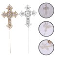 thumbnail image 3 of 2Pcs Cross Cake Decoration Rhinestone Cross Cupcake Toppers Decoration Ornament, 3 of 5