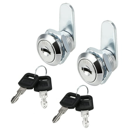2PCS 5/8" Cylinder Zinc Alloy Chrome Finish Cam Lock w Key, Keyed Different