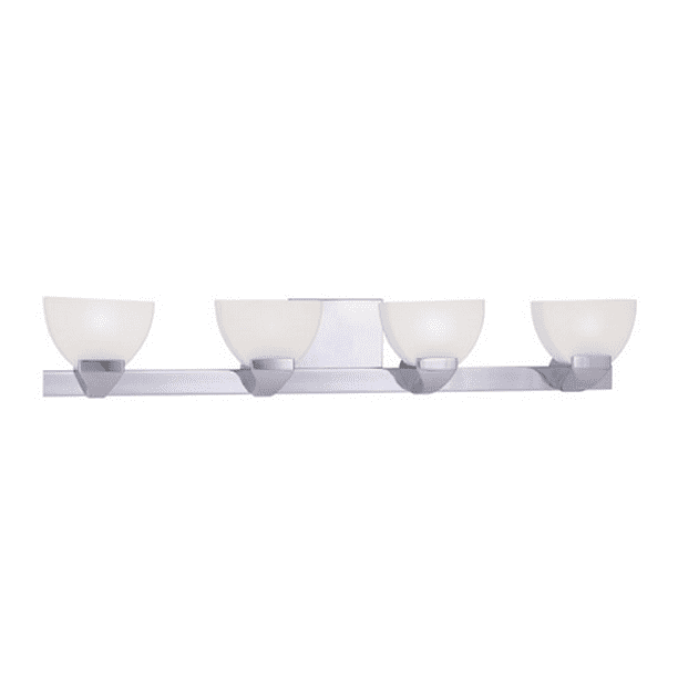 Bathroom Vanity 4 Light With Hand Blown Satin Opal White Glass Chrome