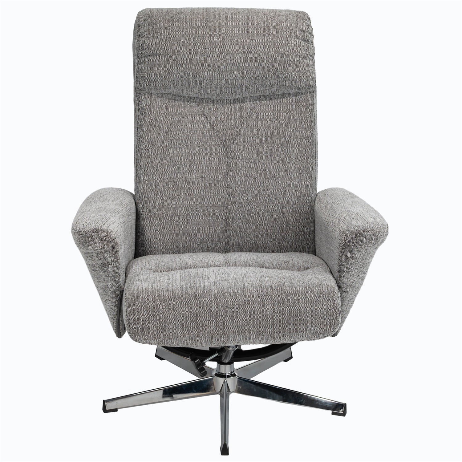 Hommoo Chenille Upholstered Manual Recliner with Ottoman Chair, Modern Swivel Armchair Ergonomic Push Reclining Footrest, Light Grey